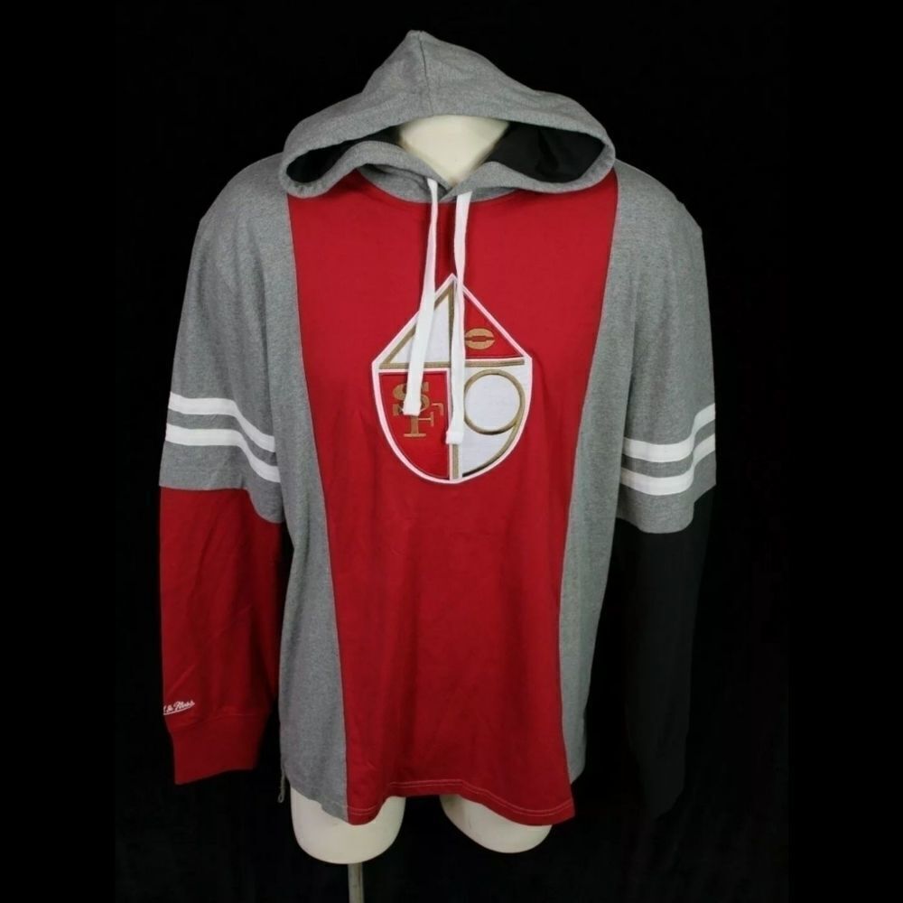 MITCHELL & NESS RED GRAY SAN FRANCISCO 49ERS HOODE